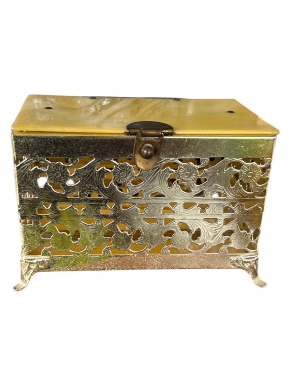 Vintage Pamart Lucite Celluloid Shell Trinket Jewelry Box